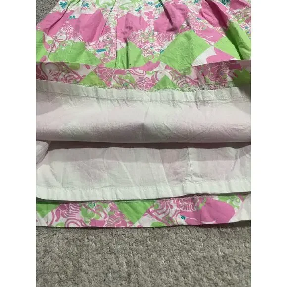 Lilly Pulitzer Strapless Mini Dress Womens Sz 2 Pink Green Island Diamond - Picture 9 of 14